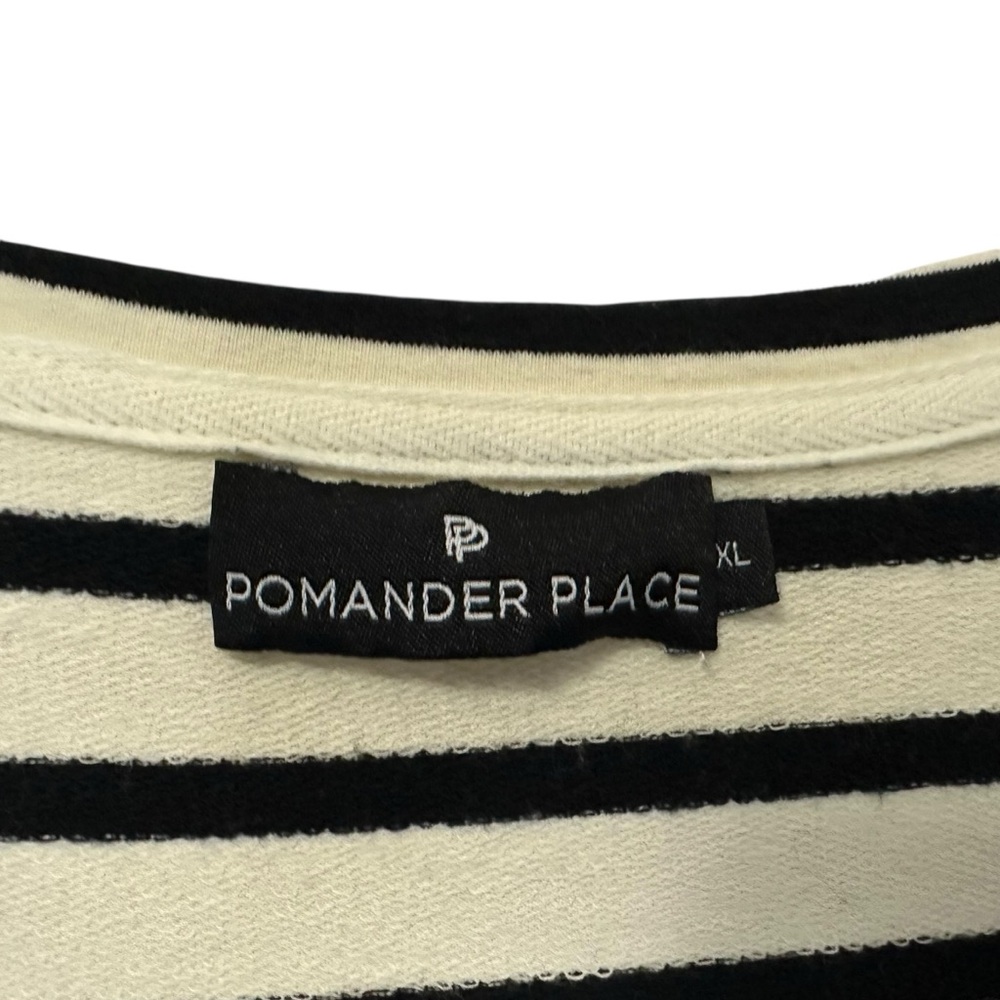 Pomander Place Womens Long Sleeve Striped  Knit Shirt Dress Sz XL Cream Black - Picture 7 of 7